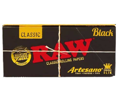 RAW Artesano Black Classic Papers - Raw - King Size Slim with Tips and Tray - Price: 1,90€