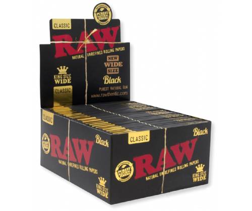 RAW Χαρτάκια Classic Black- Ακατέργαστο - King Size Wide - Τιμή: 0,68€