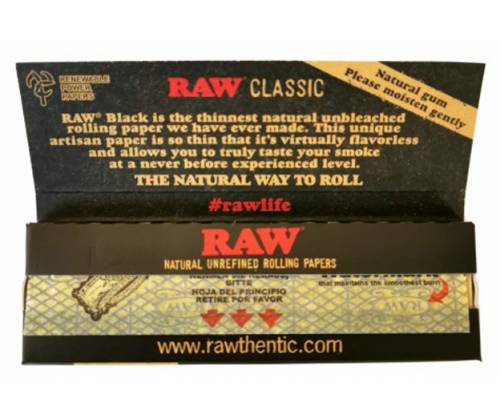 RAW Χαρτάκια Black - Ακατέργαστο - Single Wide - Τιμή: 0,29€