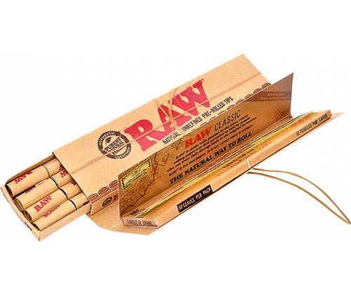 RAW Χαρτάκια Classic - Ακατέργαστο - 1¼ με Προτυλιγμένη Τζιβάνα - Τιμή: 1,05€