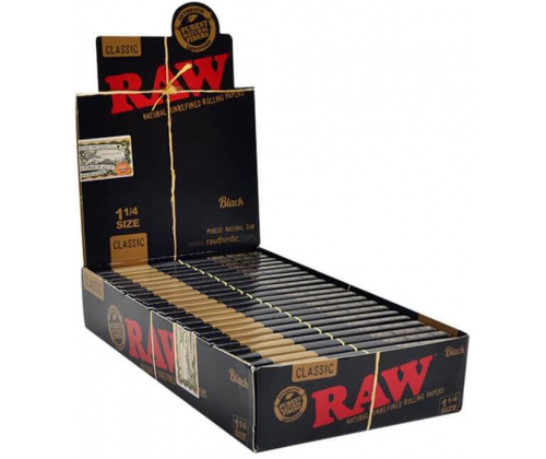 RAW Χαρτάκια Black - Ακατέργαστο - 1¼ 24τεμ. - Τιμή: 11,40€