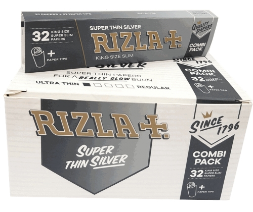 RIZLA Χαρτάκια - Silver Combi - King Size Slim Ασημί με Τζιβάνες - 24 τεμ. - Τιμή: 18,65€