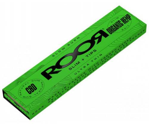 Roor Rolling Papers Organic Hemp - King Size Slim 32f. with Tips -  Price: 1,60€