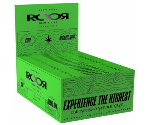 Roor Rolling Papers Organic Hemp - King Size Slim 32f. with Tips -  Price: 1,60€