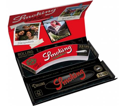 Smoking Χαρτάκια Deluxe Luxury Rolling Kit - Μαύρο King Size 33φ & Κωνική Τζιβάνα -  Price: 2,40€