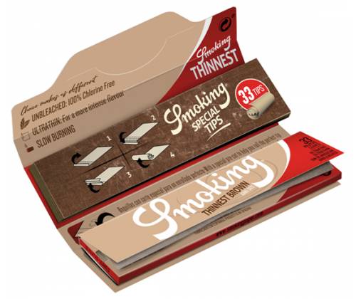 Smoking Χαρτάκια - Thinnest Brown - Ακατέργαστο - King Size με Τζιβάνες - Τιμή: 1,40€
