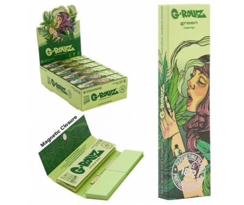 G-Rollz Χαρτάκια Green Hemp (Mushroom Lady) - King Size Slim 50φ. με Τζιβάνα -  Price: 1,80€