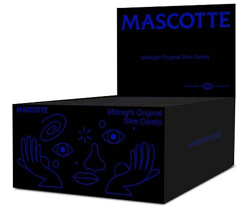 Rolling Papers Mascotte Original Midnight King Size Slim with Tips - 34f. -  Price: 2,10€